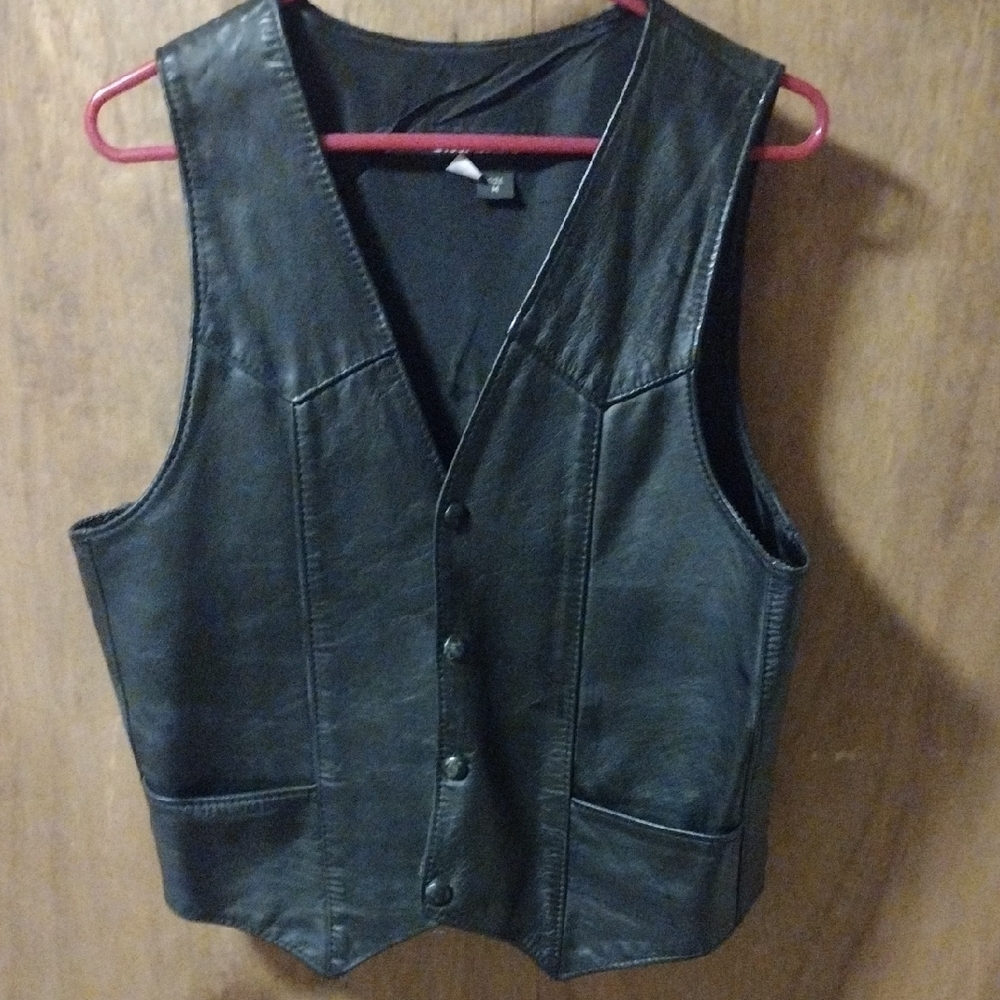 Men's Black Leather Vest